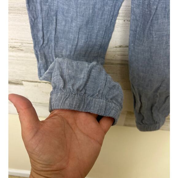 Athleta Women’s 8 Blue Cabo Linen Jogger Pants Tapered Drawstring Chambray - Picture 4 of 6